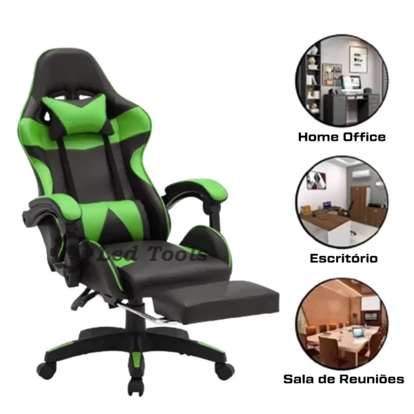 Cadeira Escritório Gamer Ergonômica Reclinável Confortável Com Rodinha e Apoio Para Os Pés - Image 2