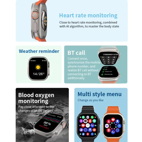 I9 T900 Ultra Max Smart Watch 2.19 Tela HD Função Nfc Monitoramento de saúde - Image 2