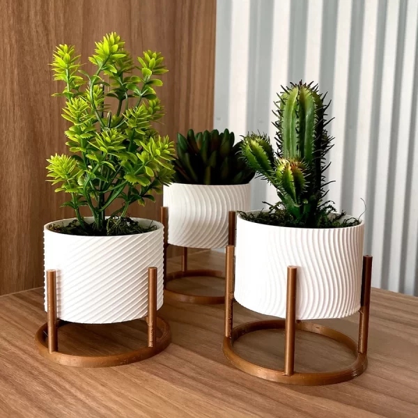 Trio de Vasos Cachepot com Suporte para Cactos ou Suculentas - Image 5