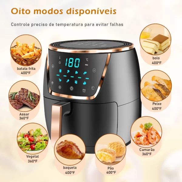 Fritadeira inteligente Air fryer Automático Grande Capacidade Mecânico Knob Digital Touch - Image 2