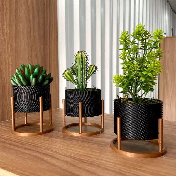Trio de Vasos Cachepot com Suporte para Cactos ou Suculentas - Image 4