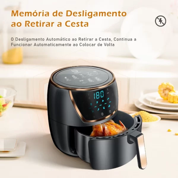 Fritadeira inteligente Air fryer Automático Grande Capacidade Mecânico Knob Digital Touch - Image 4