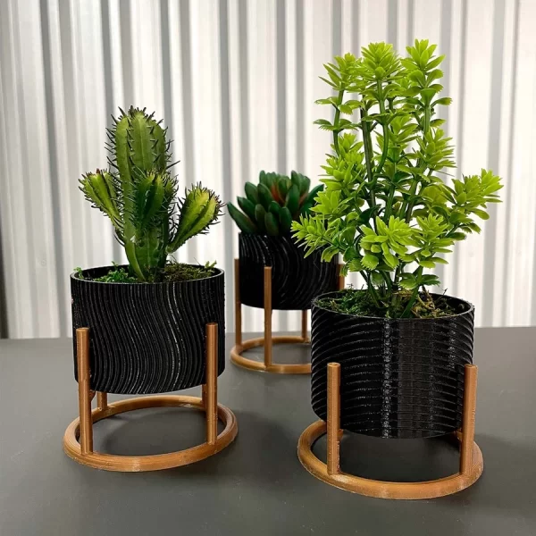 Trio de Vasos Cachepot com Suporte para Cactos ou Suculentas - Image 3