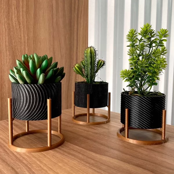 Trio de Vasos Cachepot com Suporte para Cactos ou Suculentas - Image 2