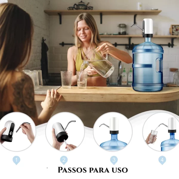 Bomba Elétrica de Galão Universal com Carregamento USB para Galão Garrafão de Água - Image 2