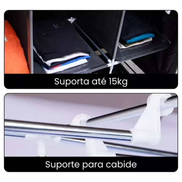 Guarda Roupa Dobrável Organizador de Roupa Armário Grande - Image 3