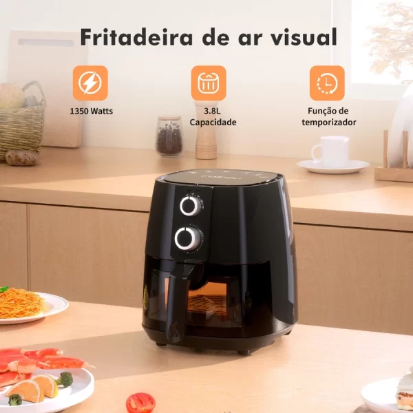 Fritadeira inteligente Air fryer Automático Grande Capacidade Mecânico Knob Digital Touch - Image 3
