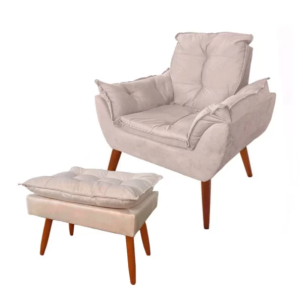 Poltrona Cadeira Decorativa + Puff para Amamentação Várias Cores
